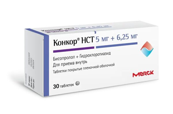 Конкор нст 5мг+6.25мг таб.п/об.пл. №30 (Merck healthcare kgaa)