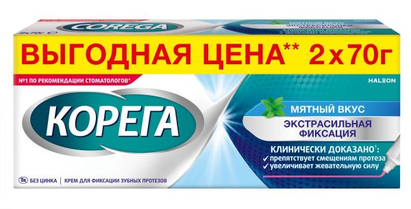 Корега крем д/фикс. зубных протезов экстра сильный 70г №2 мятный вкус (Stafford miller ireland limited)
