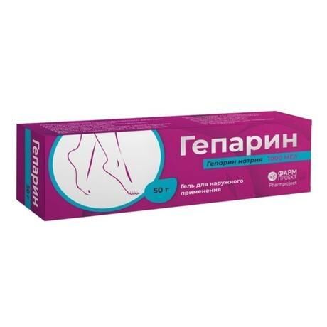 Гепарин 1000ме/г 50г гель д/пр.наружн. №1 туба (Фармпроект ао)