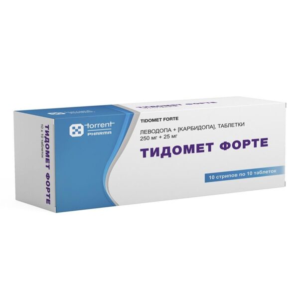 Тидомет форте 250мг+25мг таб. №100 (Torrent pharmaceuticals ltd)