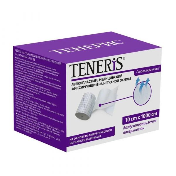 Тенерис лейкопластырь фиксирующий 10см*10м нетк.осн. (Pharmline limited)