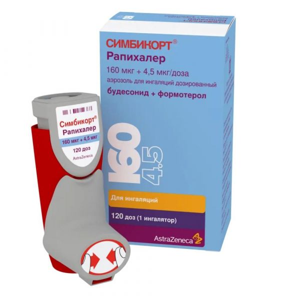 Симбикорт рапихалер 160мкг+4,5мкг 120доз аэр.д/инг.доз. №1 (Astrazeneca dunkerque production)