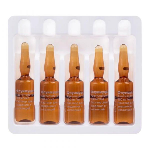 Флуимуцил 100мг/мл 3мл р-р д/ин.в/в. инг. №5 амп. (Zambon group s.p.a._3)