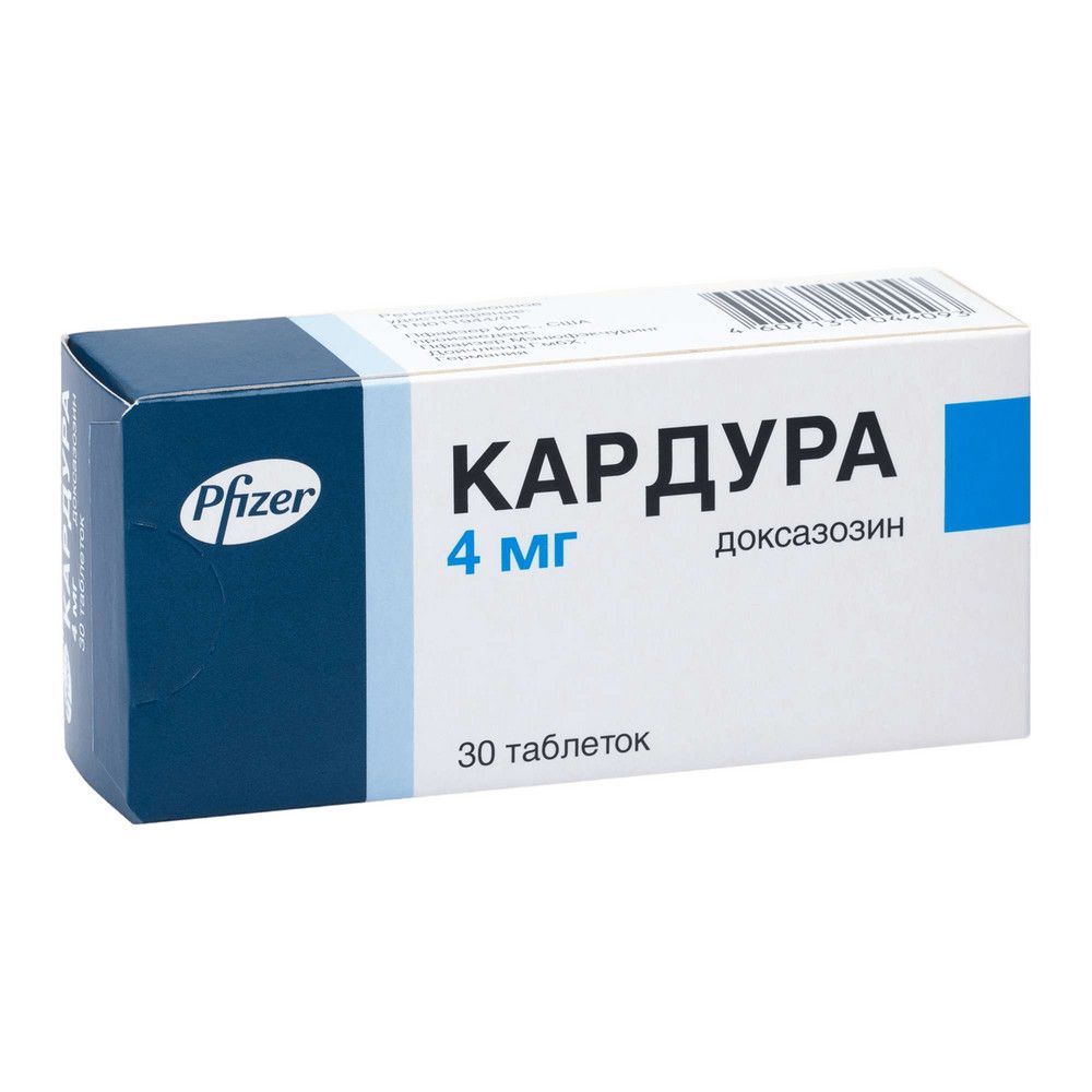 Кардура 4мг таб. №30 (Pfizer manufacturing deutschland gmbh/r-pharm germany  gmbh) - цены в Винзили, купить Кардура 4мг таб. №30 в аптеке Фармленд,  инструкция по применению, отзывы