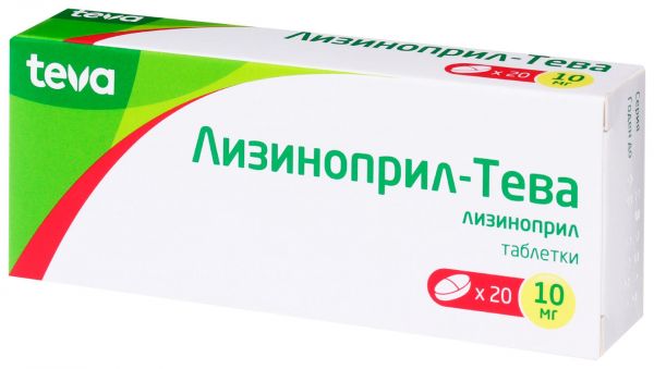 Лизиноприл-тева 10мг таб. №20 (Teva pharmaceutical works private co.)