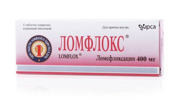 Ломфлокс 400мг таблетки покрытые плёночной оболочкой №5 (Ipca laboratories ltd.)