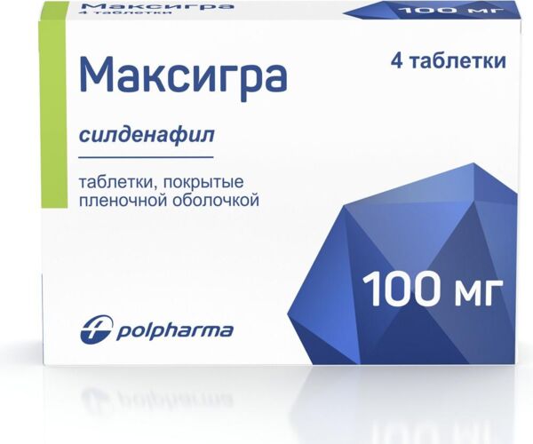 Максигра 100мг таб.п/об.пл. №4 (Polpharma pharmaceutical works s.a.)