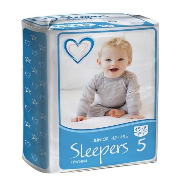 Sleepers (слиперс) подгузники-трусики 5 №15 +2 в подарок юниор 12-18 кг (Онтэкс ру ооо)