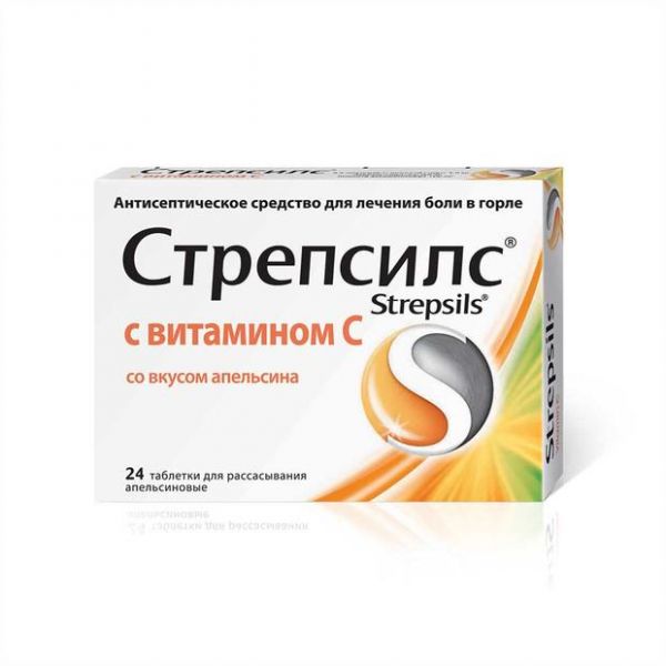 Стрепсилс с витамином с таблетки для рассасывания №24 апельсин (Reckitt benckiser healthcare limited)