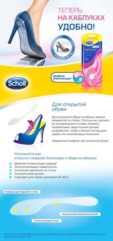 Scholl (шолл) стельки gelactiv для обуви открытой (Reckitt benckiser healthcare limited)