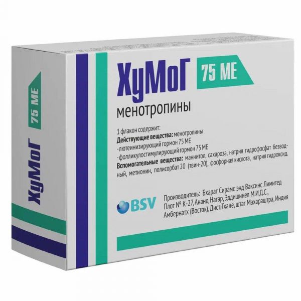 Хумог 75ме фсг+75ме лг лиоф.д/р-ра д/ин.в/м. п/к. фл.  с раств. (Bharat serums & vaccines)