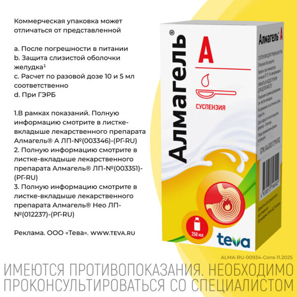 Алмагель а 170мл сусп.д/пр.внутр. №1 фл. (Balkanpharma-troyan ad)