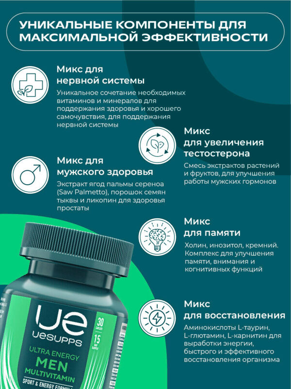 Уесаппс ультра энерджи мен мультивитамин формула таб. №30 (Ultra energy supplements trading llc)