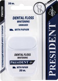 PresiDent (Президент) зубная нить 50м отбеливающая с папаином 134 (BETAFARMA S.P.A.)