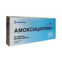 Амоксициллин 250мг таб.дисп. №20 (БИОХИМИК)