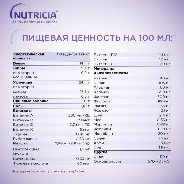 Нутридринк компакт протеин 125мл смесь для энтерального питания №4 упаковка клубника (Nutricia b.v.)