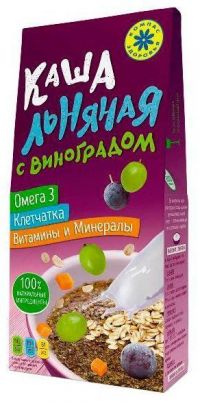 Каша льняная 250г с виноградом (КОМПАС ЗДОРОВЬЯ)