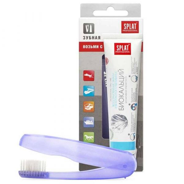 Splat (сплат) дорожный набор зубная паста биокальций 40мл +зуб.щетка (Сплат-косметика ооо)