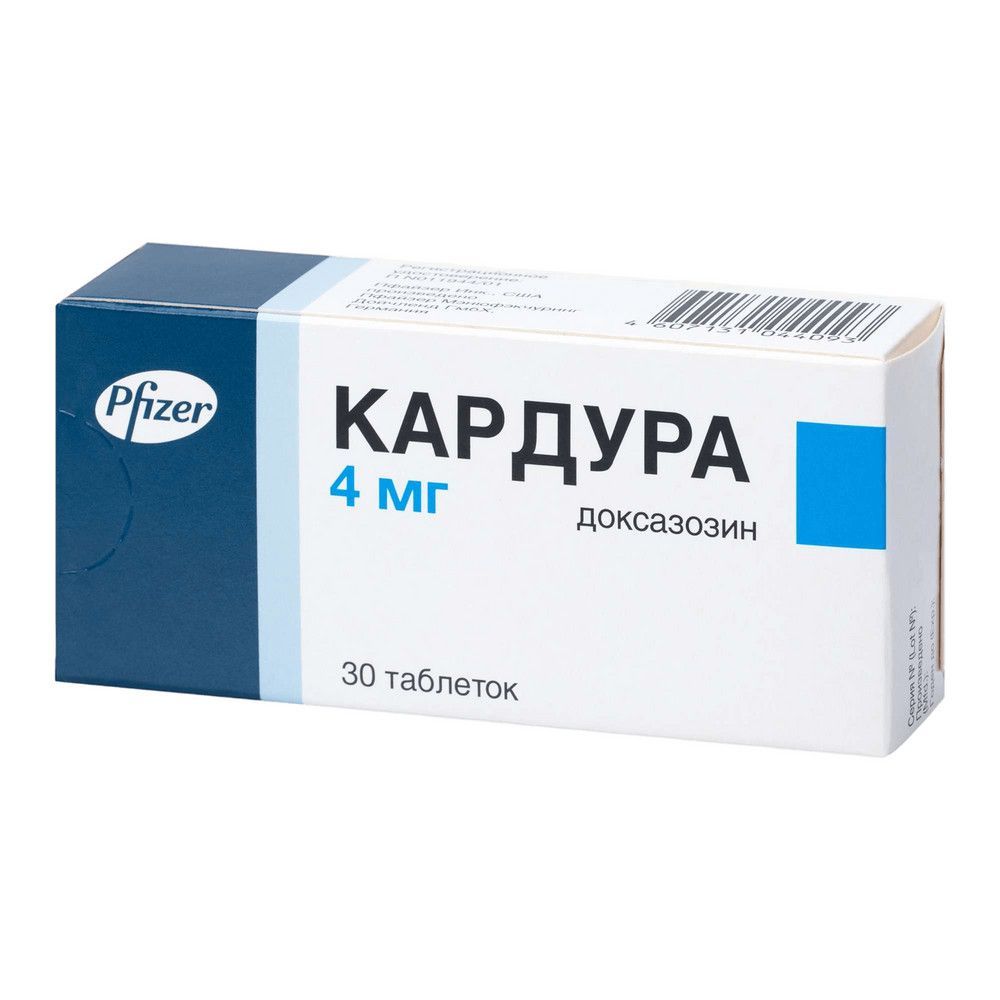 Кардура 4мг таб. №30 (Pfizer manufacturing deutschland gmbh/r-pharm germany  gmbh) - цены в Миассе, купить Кардура 4мг таб. №30 в аптеке Фармленд,  инструкция по применению, отзывы