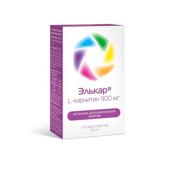 Элькар 900мг 5г пор.д/р-ра д/пр.внутр. №10 бад (Втф ооо)