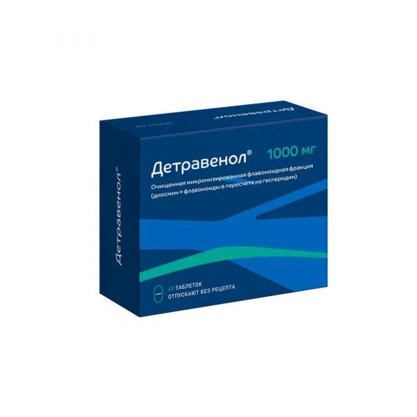 Детравенол 1000мг таб.п/об.пл. №60 (Озон ооо_2)