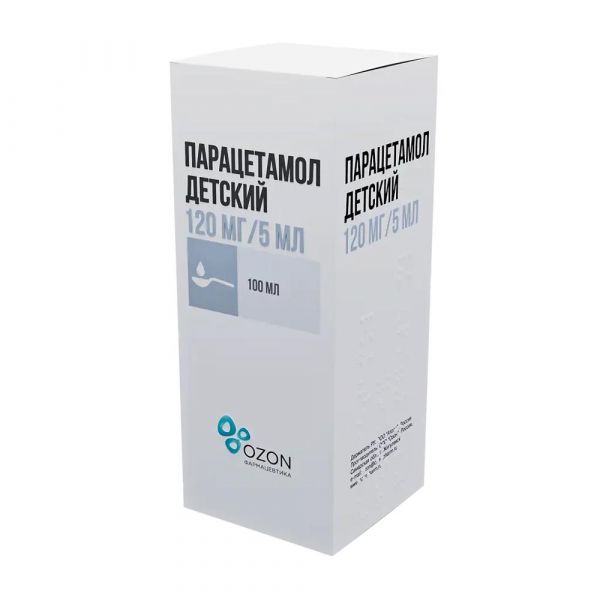 Парацетамол 120мг/ 5мл 100мл сусп.д/пр.внутр.детск. №1 фл.  клубника (Озон ооо)
