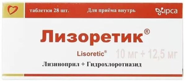 Лизоретик 10мг+12,5мг таб. №28 (Ipca laboratories ltd.)