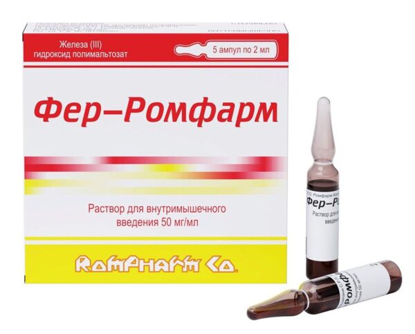 Фер-ромфарм 50мг/мл 2мл р-р д/ин.в/м. №5 амп. (Rompharm company c.o. s.r.l.)