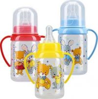 Курносики бутылочка для кормления 125мл с ручками сил.соска 11000 (МИР ДЕТСТВА)
