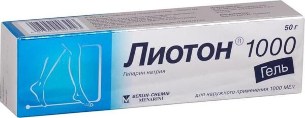 Лиотон 1000 50г гель д/пр.наружн. №1 туба (Menarini a. manufacturing logistics and services s.r.l._1)