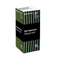 Цетиризин 10мг/мл 20мл капли д/пр.внутр. №1 фл.-кап. (МЕДИСОРБ)