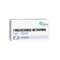Глибенкламид+метформин 5мг+500мг таб.п/об.пл. №30 (АТОЛЛ)