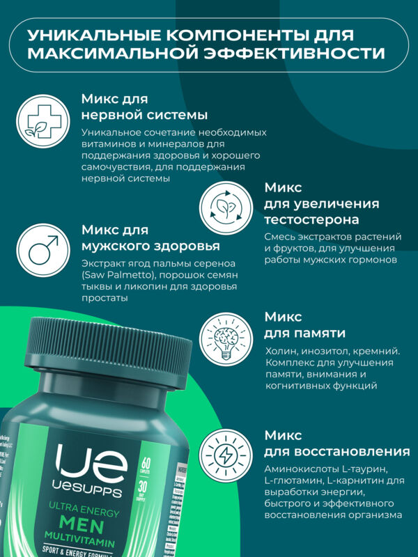 Уесаппс ультра энерджи мен мультивитамин формула таб. №60 (Ultra energy supplements trading l.l.c)