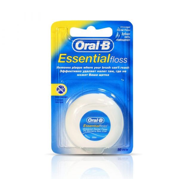 Oral-b (орал би) зубная нить essential floss 50м невощеная (Oral-b laboratories ireland ltd.)