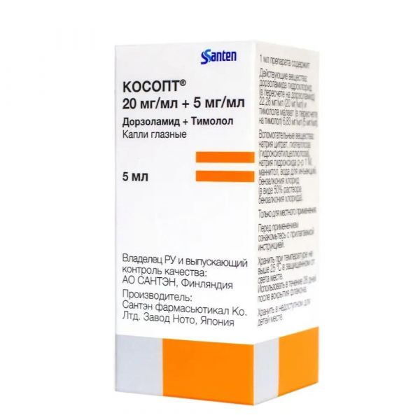 Косопт 20мг+5мг/мл 5мл капли глазн. №1 фл.-кап. (Santen pharmaceutical co ltd noto plant/mpf)