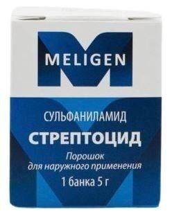 Стрептоцид 5г пор.д/пр.наружн. №1 бан. (Мелиген зао)