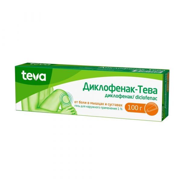 Диклофенак-тева 1% 100г гель д/пр.наружн. №1 туба (Merckle gmbh)