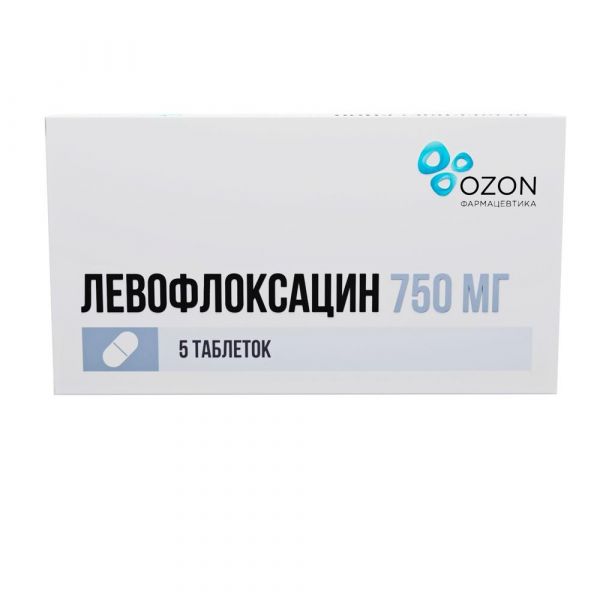 Левофлоксацин 750мг таб.п/об. №5 (Озон ооо_2)