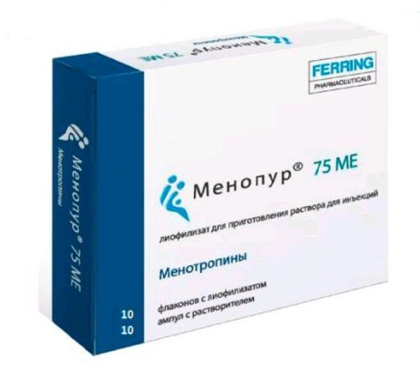 Менопур 75ме лиоф.д/р-ра д/ин.в/м. №10 фл.  +раств.амп (Ferring gmbh)