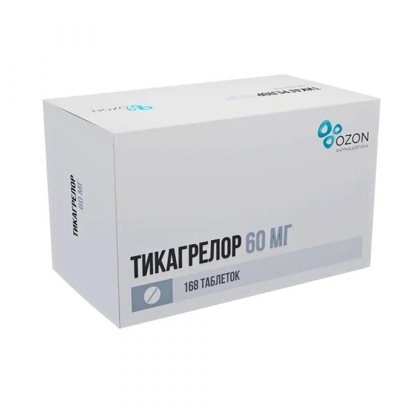 Тикагрелор 60мг таб.п/об.пл. №168 (Озон ооо)