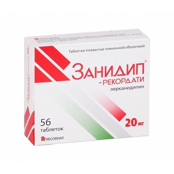 Занидип-рекордати 20мг таб.п/об.пл. №56 (Recordati industria chimica & farmaceutica s.p.a.)