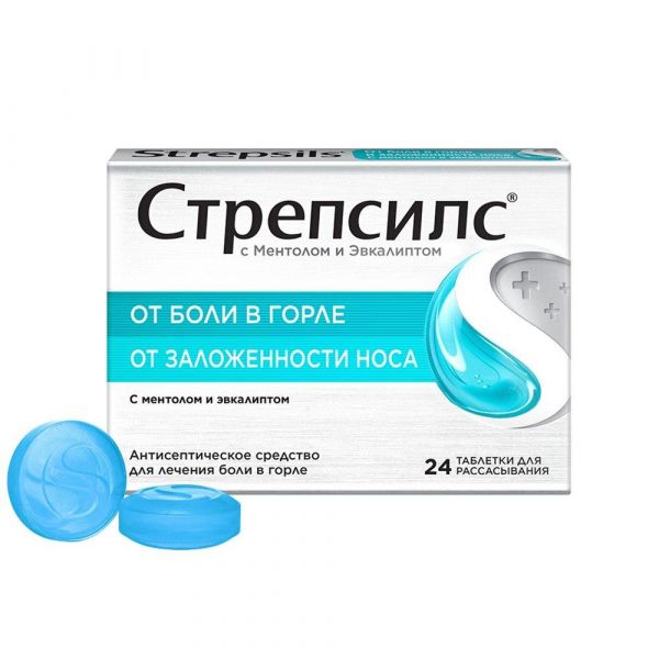 Стрепсилс таб.д/рассас. №24 ментол эвкалипт (Reckitt benckiser healthcare international ltd.)
