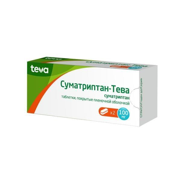Суматриптан-тева 100мг таб.п/об.пл. №2 (Teva pharmaceutical works private co._2)