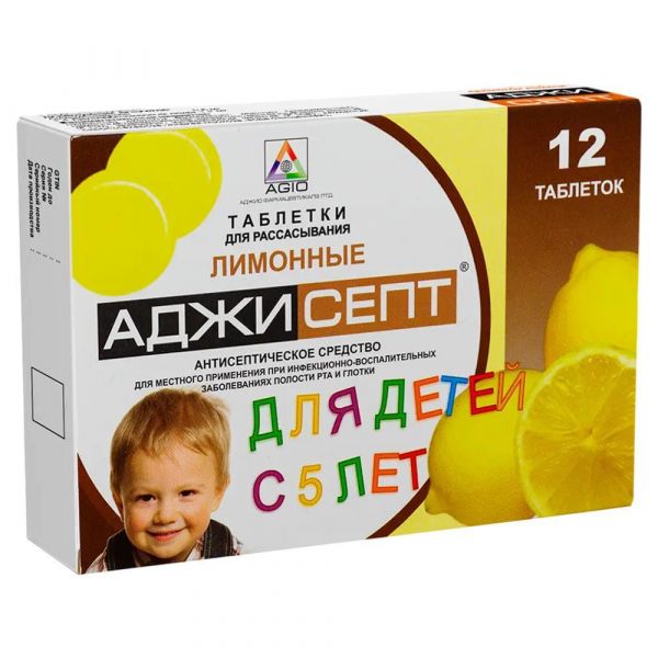 Аджисепт таб.д/рассас. №12 лимон (Agio pharmaceuticals ltd.)