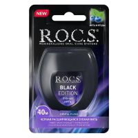 R.O.C.S. (Рокс) зубная нить black edition 40м расширяющ. (РОКС)
