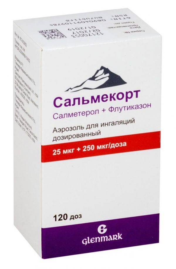 Сальмекорт 25мкг+250мкг/доза 120доз аэр.д/инг.доз. (Glenmark pharmaceuticals ltd)